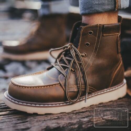 MAN Motorcycle Cow Leather Shoes Boots Motorbike Racing Off Road Moto Racing boot Retro Martins Ankle Boot