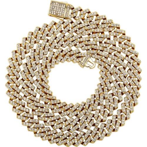 Hip Hop Micro Paved Cubic Zirconia Bling Iced Out 8mm Geometric Square Link Chain Necklaces for Men Rapper Jewelry