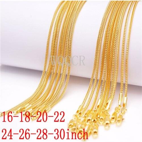 5PCS Womens High Jewelry 2MM 18 K Gold Fox Tail Chain Necklace Charm Gold Necklace 16" 18" 20" 22" 24" 26" 28" 30" inches