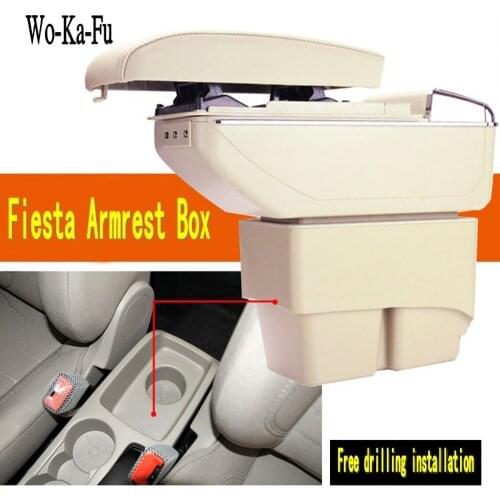 For Ford Fiesta 2009-2017 Center Centre Console Storage Box Armrest Arm Rest Rotatable 2010 2011 2012 2013 2014 2015 2016