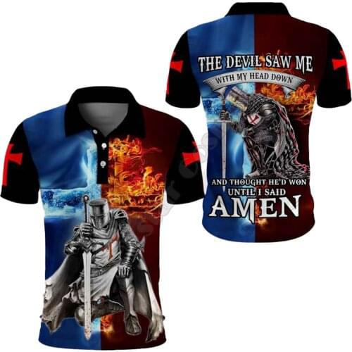 Hawaii Polo Shirt Knight Templar 3D Printed Polo Shirt Men For Women Short Sleeve Summer T-shirt style-7