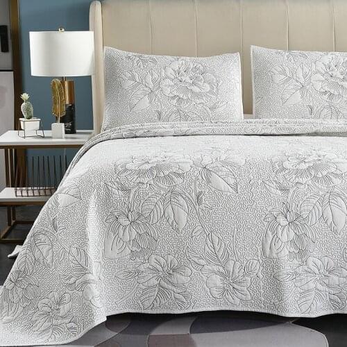 Cotton Bedspread on the Bed Quilt Sets 3pcs Coverlet Embroidered Bed Cover Pillowcase King Queen Size Summer Blanket for Bed