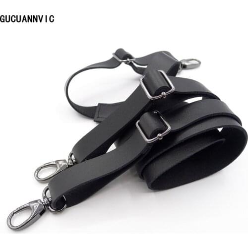 Innovative leather hook buckle suspenders Men and women braces gun pliers buckle leather black brown narrow strap hook