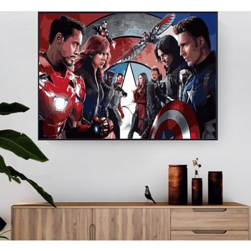 Captain America Civil War Diy Oil Painting By Numbers Movie Poster Iron Man Canvas Art Superhero Fight Wall Decorative Picture