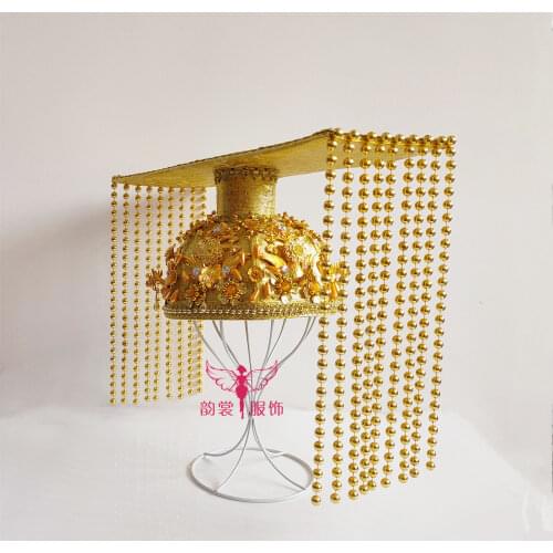Chinese Sea Goddess Mazu Empress Hair Tiaras Head Circumference can be Customized Gold and White Beading Curtain 2 Colors