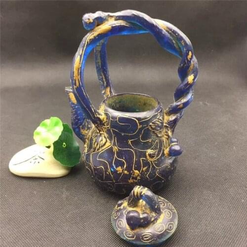 Chinese Handicraft Blue Gourd Kettle Teapot Auspicious Gift Home Furnishing Safe And Auspicious Fengshui Decoration