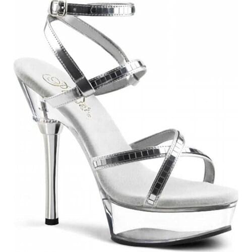 In the summer, new high heels and silvery sequined womens shoes go with 15CM, high-heeled sandals