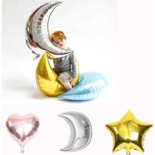 Moon Star Aluminum Foil Balloon Birthday Party Wedding Festival Anniversary Silver Gold Baby Shower Easter Globos Classic Gift
