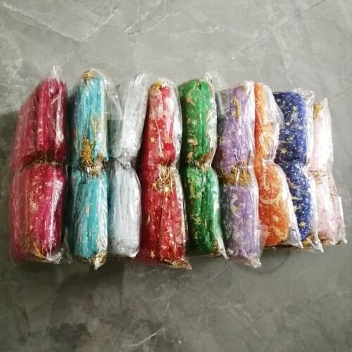 200pcs Star Moon Organza Gift Bags Small Bag for Jewelry Pouch Mini Sachet Drawstring Storage Bag Jewelry Packaging Display Bags