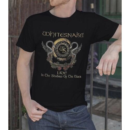 WHITESNAKE Men Black T-shirt David Coverdale Rock Band Tee Shirt