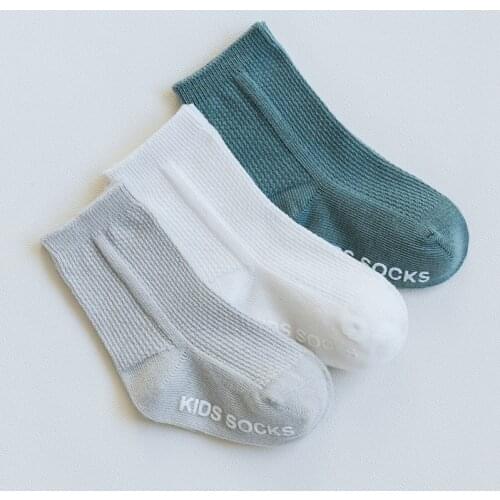 3 Pairs/lot Childrens Socks Solid Striped Summer Spring Boy Anti Slip Newborn Baby Socks Cotton Infant Socks For Girls