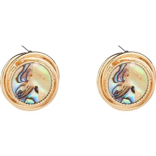 2020 New Abalone Shell Round Earrings Personal Gift for Women Cute Gold Stud Earrings Jewelry