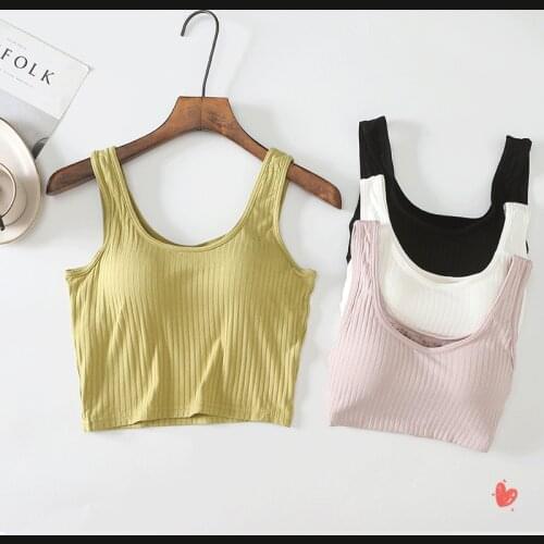 2021 new summer womens silk Millir with chest pad BRA integrated dual U night umbillor sling vest