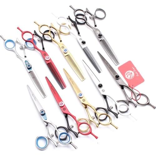 6" 17.5cm JP 440C Swivel Handle Purple Dragon Professional Barber Scissors Cutting Shears Thinning Scissors Hair Scissors Z9019