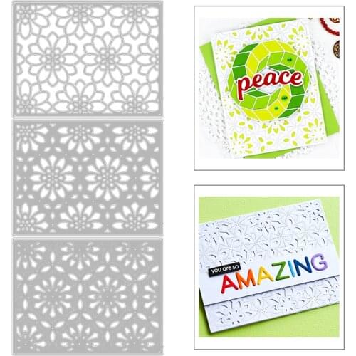 2020 New Rectangle Layered Metal Cutting Dies For DIY Cut Paper Making Lotus Pattern Background Card Album Scrapbooking NO Stamp