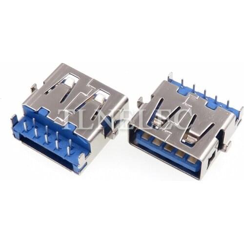 5pcs Type A USB 3.0 High Temperature Resistance Plug Interface Connector 9 Pins Flat Edge Insert Port Socket Blue Plastic Core