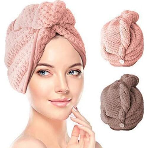 Cotton Dry Hair Cap Fast Drying Shower Towel Wrap Hat Bathroom Microfiber Hair Drying Quick Cap Turban Absorbent Bath Towels