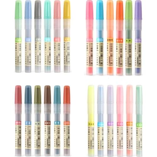 6Pcs/set Replace Refills for Retractable Highlighter Pen Fluorescent/Pastel/Vintage/Macaron Refills for Highlighters Marker