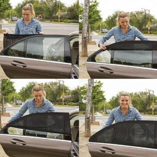 1 Pair Car Front/Rear Side Window Sun Visor Anti Mosquito Mesh Cover Sunshade Insulation Fabric Shield Summer UV Protector