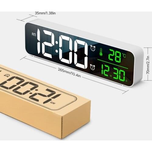 LED Digital Alarm Clocks With Snooze Temp Time Music Dual Clock Multifunction USB Charger Large Digit Display Brightness Dimmer