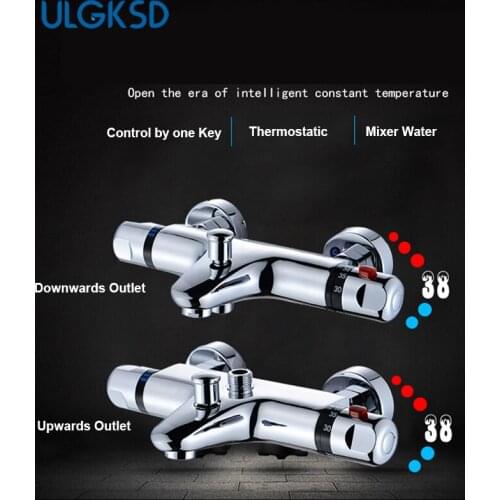 Thermostatic Valve Chrome Finish Wall Mount para Shower Faucet Set Mixer valves for Bathroom Shower head hand held