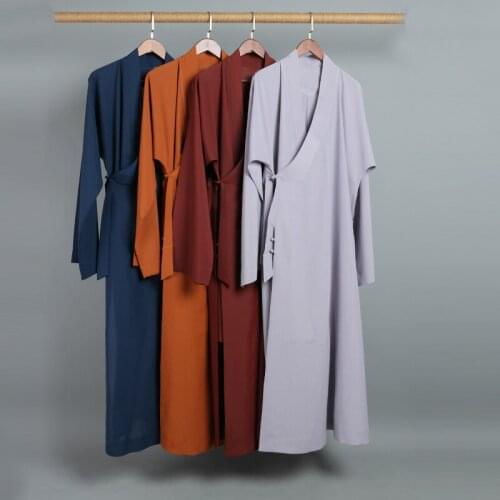 Unisex Summer blue/gray high quality buddha Buddhist shaolin monk kung fu suits zen lay meditation clothing robe gown uniforms