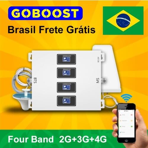 GOBOOST 2g 3g 4g Signal Booster Four Band 800 900 1800 2100 Mhz Four Led Display Gsm Cellular Amplifier Brazil Free Shipping