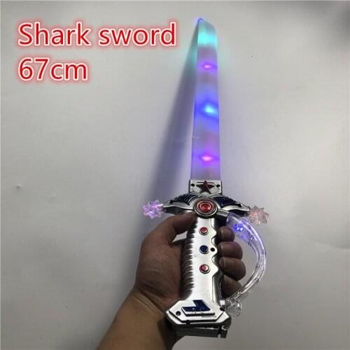 67cm Eletronic Lightsaber Induction Shark sword Flashing Cutlass Simulation Plastic Light Toys Sword Children cosplay Props