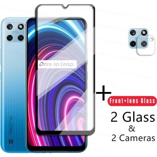 4-in-1 2.5D Tempered Glass For Realme Q3 Glass For Realme Q3i Q3 Pro Screen Protector Camera Len Film For Realme C25 C21 C11 C15