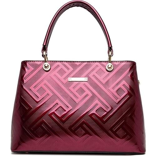 Womens fashion shiny handbag patent leather casual retro shoulder diagonal ladies bag purses and handbags luxury designer