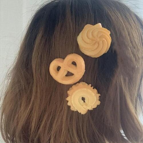 Funny Cute Funny Cookie Shapes Hair Pin Women Accessory Side Clip Flower Shape for Daily Wear