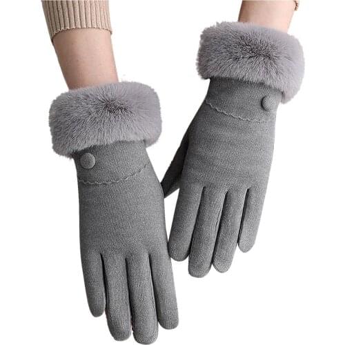 Ladies Fashion Autumn Winter Warm Outdoor Sport Plus Fleece Warm Gloves Elegant Women Windproof Cycling Gloves Exquisite Gift