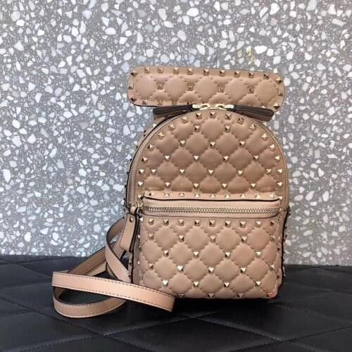 Ladies Backpack, Sheepskin Ladies Backpack, Luxury Leather Mini Backpack, Laptop School Backpack, Ladies Studded Backpack 2020