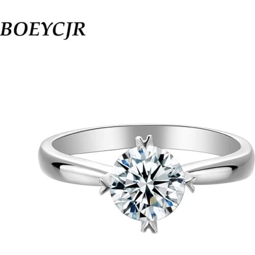 BOEYCJR 925 Silver Heart 1ct F color Moissanite VVS Engagement Wedding Ring With national certificate for Women