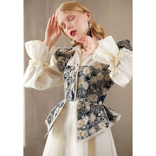 Sweet wind fake two-piece dress Womens fall 2021 New French beaded embroidered Organza party dress