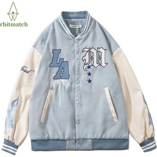 2021 Winter Furry Letter Embroid Patchwork Womens Baseball Coats Hip Hop Varsity Jacket High Street Mens Bomber Jackets Cotton