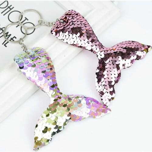 3/6Pcs Glitter Sequins Little Mermaid Tail Keychain Women Bags Car Keying Pendants For Girls Mermaid Theme Birthday Party Gifts
