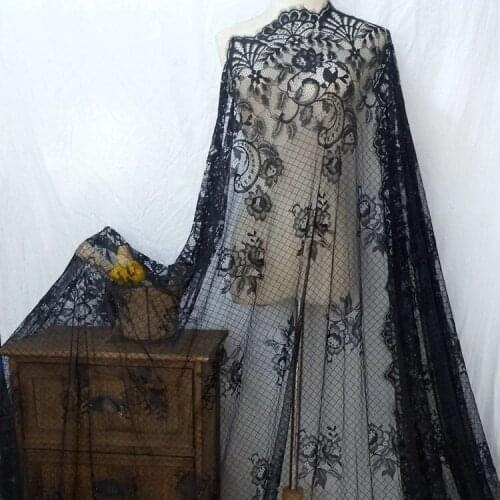 3yard/pcs 150cm wide 2 Side Eyelash Lace Fabric Grid Embroidered Flower DIY Craft Wedding Dress Home Decoration Accessory X556