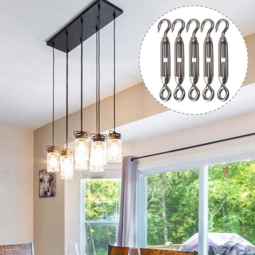 5PCS Stainless Steel Turnbuckle Wire Tensioner Strainer Hook And Eye Wire Rope Cable Tension Jant