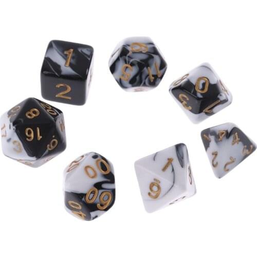 7 Pcs Acrylic Dice Black White Gold Points D4 D6 D8 D10 D12 D20 KTV Bar Nightclub Entertainment Tools Adult Toys U2JB
