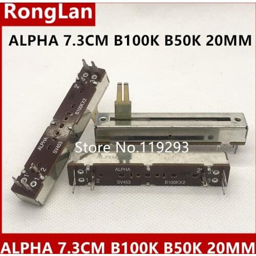 [BELLA]ALPHA SV453 B100Kx2 100KBX2 7.3CM 73MM mixer double straight slide potentiometers 20MM