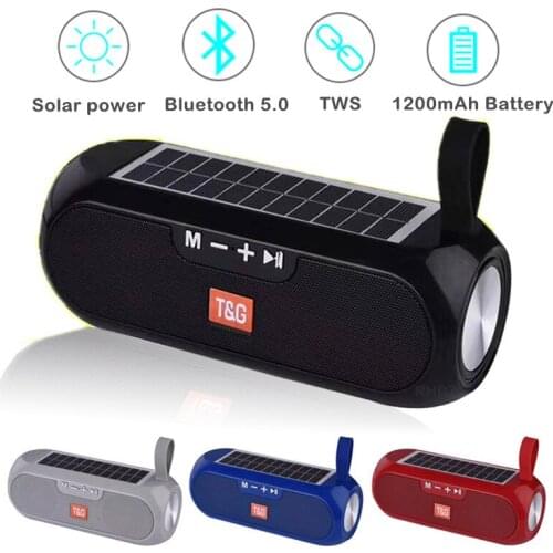 Bluetooth Speaker Portable Column Wireless Stereo Music Box Solar Power Bank Boombox MP3 Loudspeaker Outdoor Waterproof Speakers