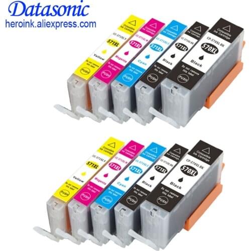 DAT 10PCS For Canon 570 571 PGI-570 CLI-571 Compatible Ink Cartridge For Canon PIXMA G5752/MGMG5750/MG5751/M5753/MG6850/MG6851