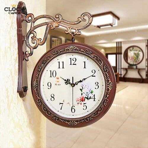 Double Sided Wall Clock Living Room Clock Watch Mechanism Mute European Creative Guess Women Quartz Secret Stash Decor 50Q333