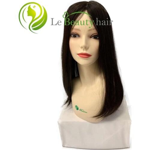 Jewish Wig PU Topper Silk Base Toppers Virgin European Hair #6 Color Straight Toppers On Sale