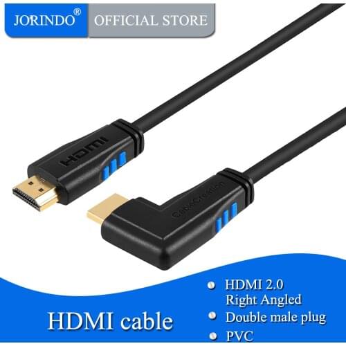 HDMI Cable,JORINDO Right Angle 270 Degree Vertical Right 4K HDMI 2.0 Cable, Support 4K Ultra HD, Ethernet, Audio Return Channel
