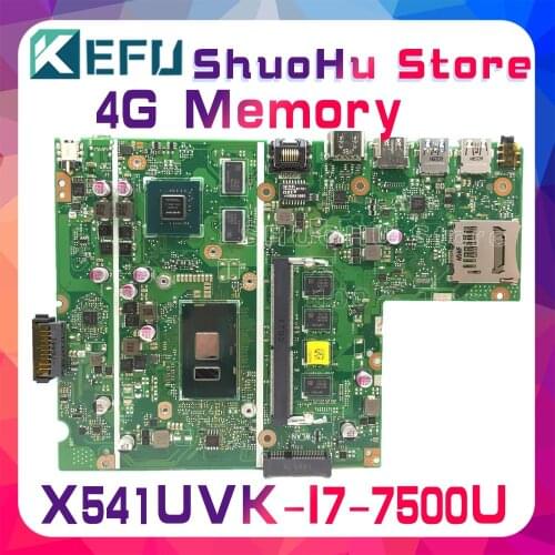 KEFU For ASUS X541UJ X541U F541U F541UV X541UVK I7-7500U 4GB/Memory Laptop Motherboard Tested 100% work original Mainboard
