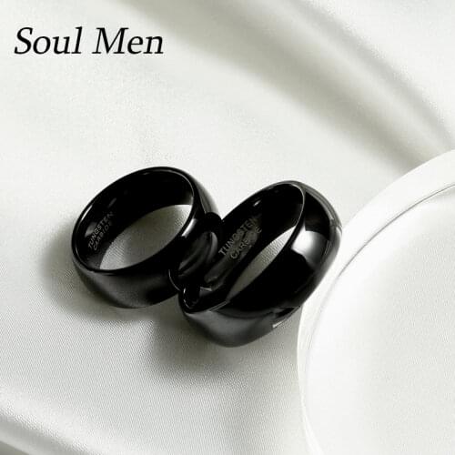 8mm Trendy Tungsten Wedding Bands For Women Men Dating Ring Black Unisex Engagement Marriage Rings Male Original Gifts