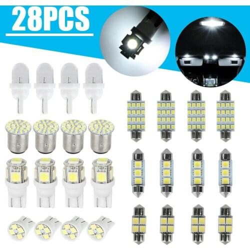 New 28 Pcs Automobile Led Combination Lamp Car Interior Light Bulbs Kit For Dome License Plate Lamp Accessories