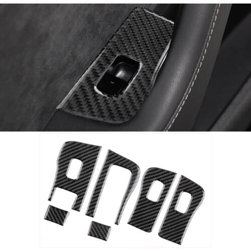 Hot Sale real Carbon Fiber windows control panel Button Protective interior Decorative Sticker For Tesla Model 3 accessories